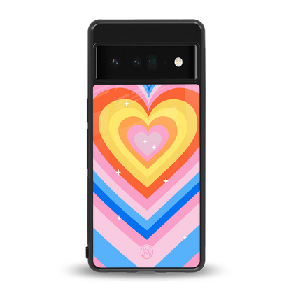 y2k rainbow hearts back phone cover | glass case for google pixel 6 pro