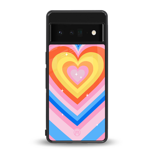 y2k rainbow hearts back phone cover | glass case for google pixel 6 pro