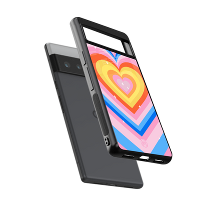 y2k rainbow hearts back phone cover | glass case for google pixel 6 pro