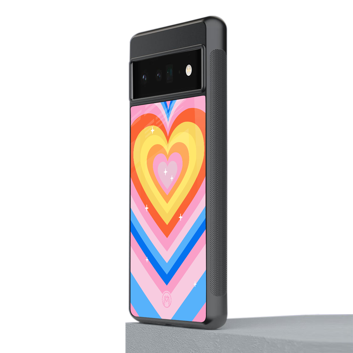 y2k rainbow hearts back phone cover | glass case for google pixel 6 pro