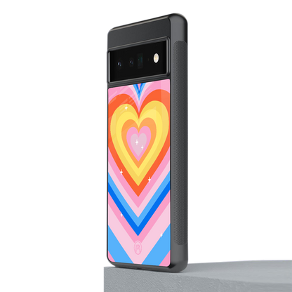 y2k rainbow hearts back phone cover | glass case for google pixel 6 pro