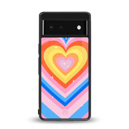 y2k rainbow hearts back phone cover | glass case for google pixel 6