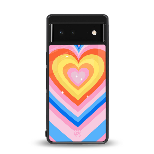 y2k rainbow hearts back phone cover | glass case for Google Pixel 6A