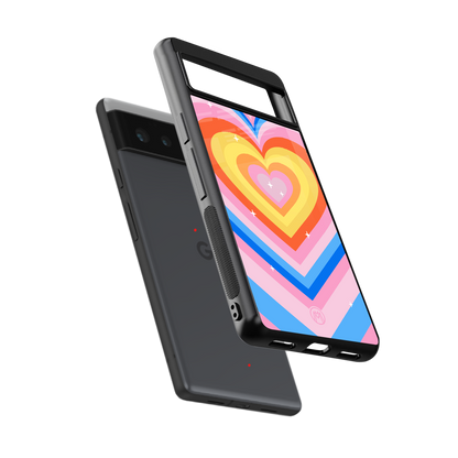 y2k rainbow hearts back phone cover | glass case for google pixel 6