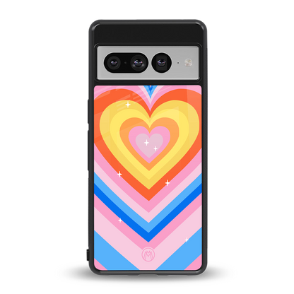 y2k rainbow hearts back phone cover | glass case for google pixel 7 pro