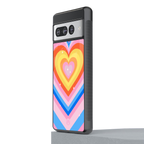 y2k rainbow hearts back phone cover | glass case for google pixel 7 pro