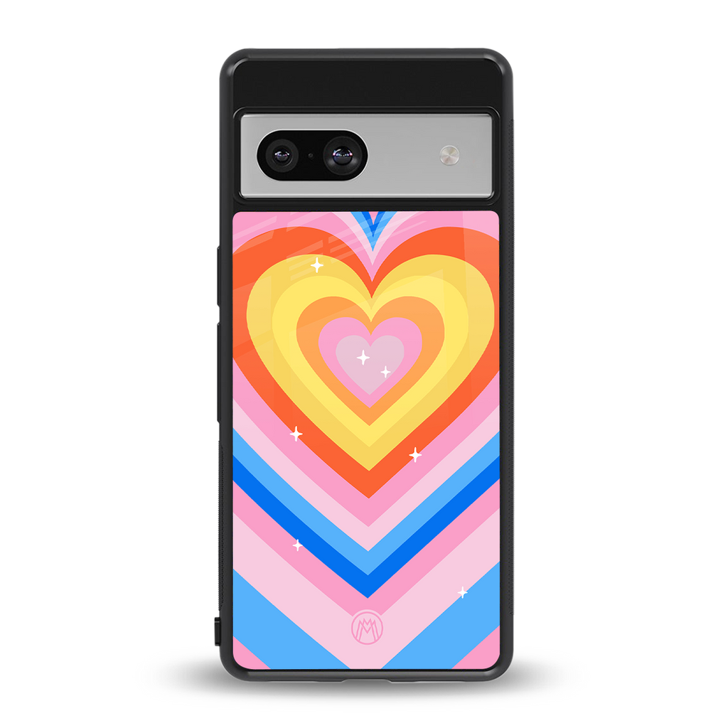 y2k rainbow hearts back phone cover | glass case for Google Pixel 7