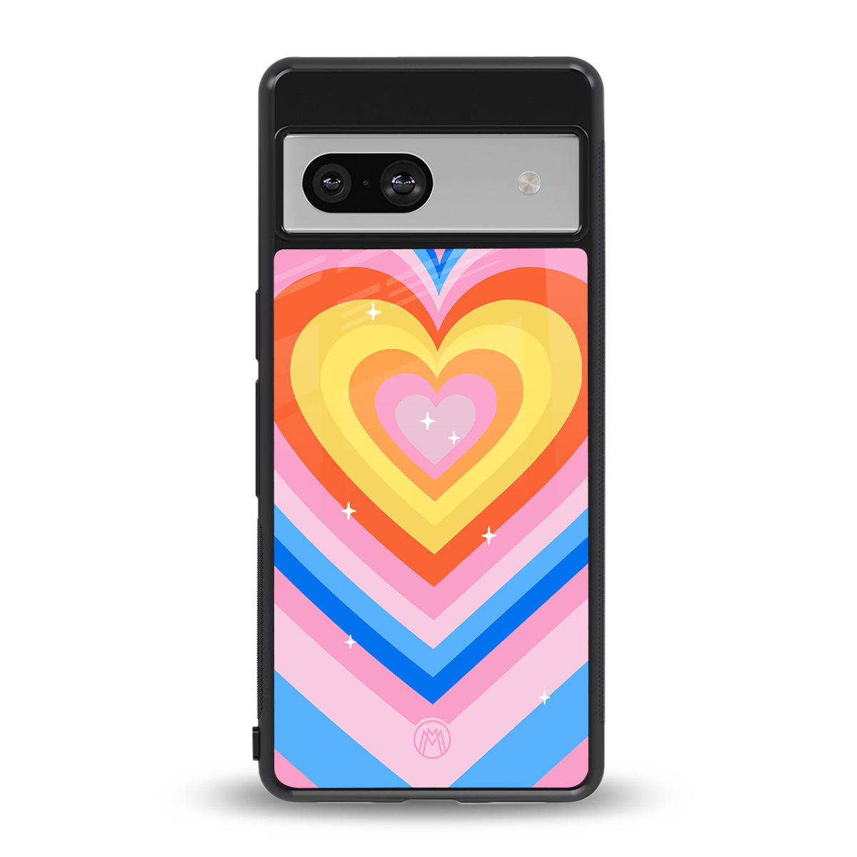 y2k rainbow hearts back phone cover | glass case for Google Pixel 7