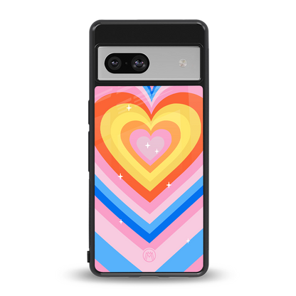 y2k rainbow hearts back phone cover | glass case for Google Pixel 7A
