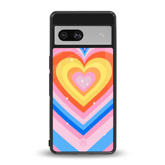 y2k rainbow hearts back phone cover | glass case for Google Pixel 7A