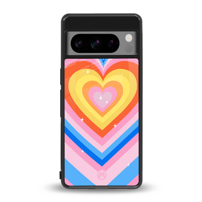 y2k rainbow hearts back phone cover | glass case for google pixel 8 pro