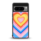 y2k rainbow hearts back phone cover | glass case for google pixel 8 pro