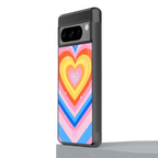 y2k rainbow hearts back phone cover | glass case for google pixel 8 pro