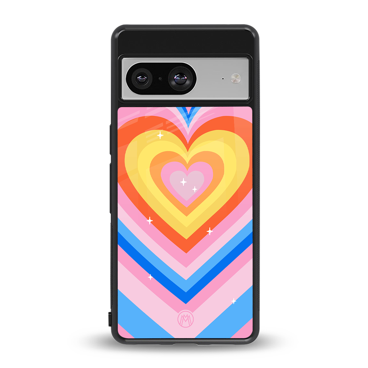 y2k rainbow hearts back phone cover | glass case for Google Pixel 8