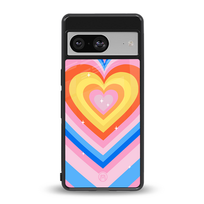y2k rainbow hearts back phone cover | glass case for Google Pixel 8