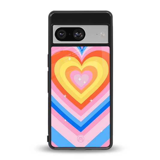 y2k rainbow hearts back phone cover | glass case for Google Pixel 8