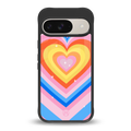 y2k rainbow hearts back phone cover | glass case for google pixel 9