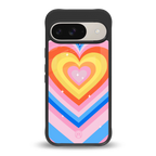 y2k rainbow hearts back phone cover | glass case for google pixel 9