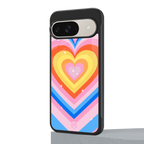y2k rainbow hearts back phone cover | glass case for google pixel 9