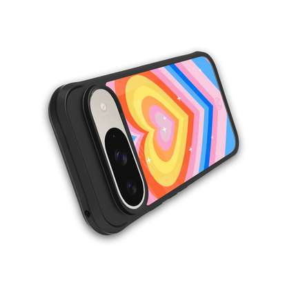 y2k rainbow hearts back phone cover | glass case for google pixel 9