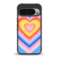 y2k rainbow hearts back phone cover | glass case for google pixel 9 pro