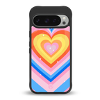 y2k rainbow hearts back phone cover | glass case for google pixel 9 pro