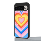y2k rainbow hearts back phone cover | glass case for google pixel 9 pro