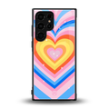y2k rainbow hearts back phone cover | glass case for samsung galaxy s23 ultra