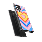 y2k rainbow hearts back phone cover | glass case for samsung galaxy s23 ultra