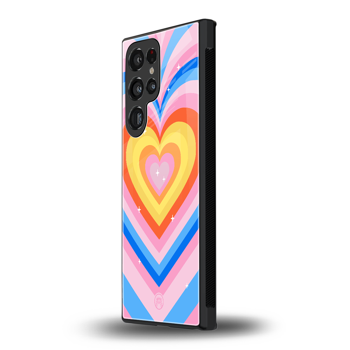 y2k rainbow hearts back phone cover | glass case for samsung galaxy s23 ultra