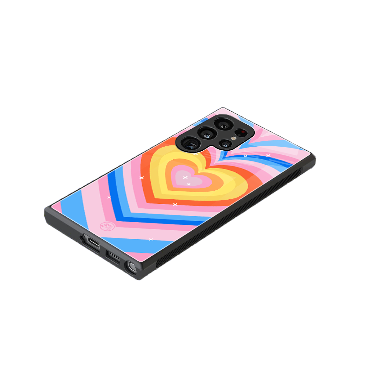 y2k rainbow hearts back phone cover | glass case for samsung galaxy s23 ultra