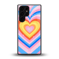y2k rainbow hearts back phone cover | glass case for samsung galaxy s25 ultra
