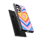 y2k rainbow hearts back phone cover | glass case for samsung galaxy s25 ultra