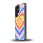 y2k rainbow hearts back phone cover | glass case for samsung galaxy s25 ultra