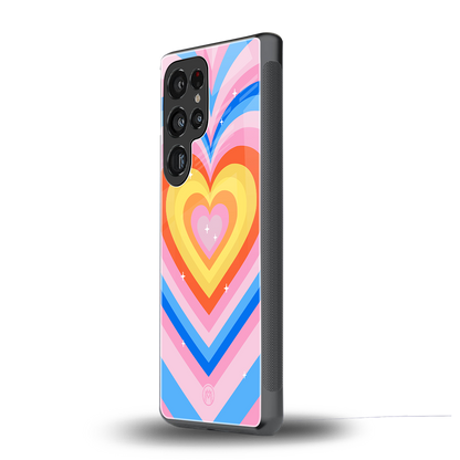 y2k rainbow hearts back phone cover | glass case for samsung galaxy s25 ultra