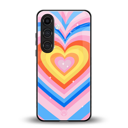 y2k rainbow hearts back phone cover | glass case for samsung galaxy s24 plus