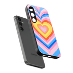 y2k rainbow hearts back phone cover | glass case for samsung galaxy s25 plus