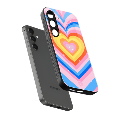 y2k rainbow hearts back phone cover | glass case for samsung galaxy s23 plus