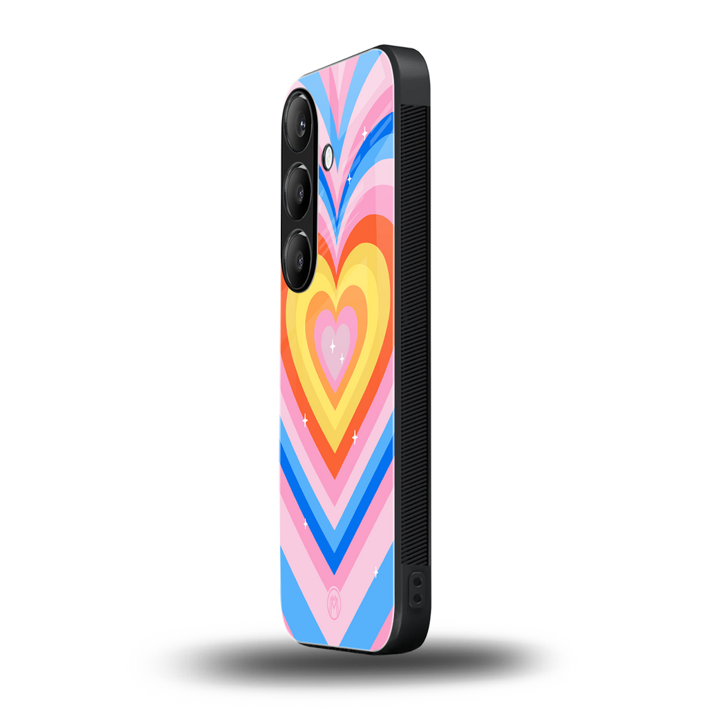y2k rainbow hearts back phone cover | glass case for samsung galaxy s25