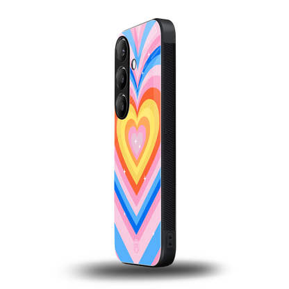 y2k rainbow hearts back phone cover | glass case for samsung galaxy s23