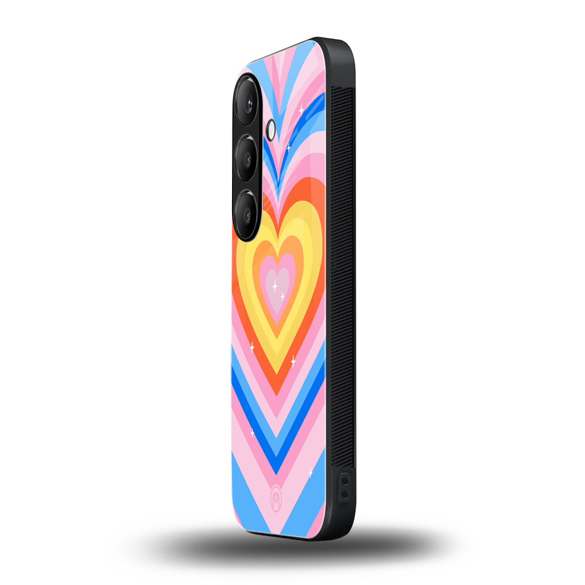 y2k rainbow hearts back phone cover | glass case for samsung galaxy s24 fe