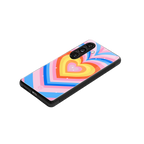 y2k rainbow hearts back phone cover | glass case for samsung galaxy s25 plus