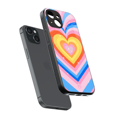 y2k rainbow hearts back phone cover | glass case for iphone 14