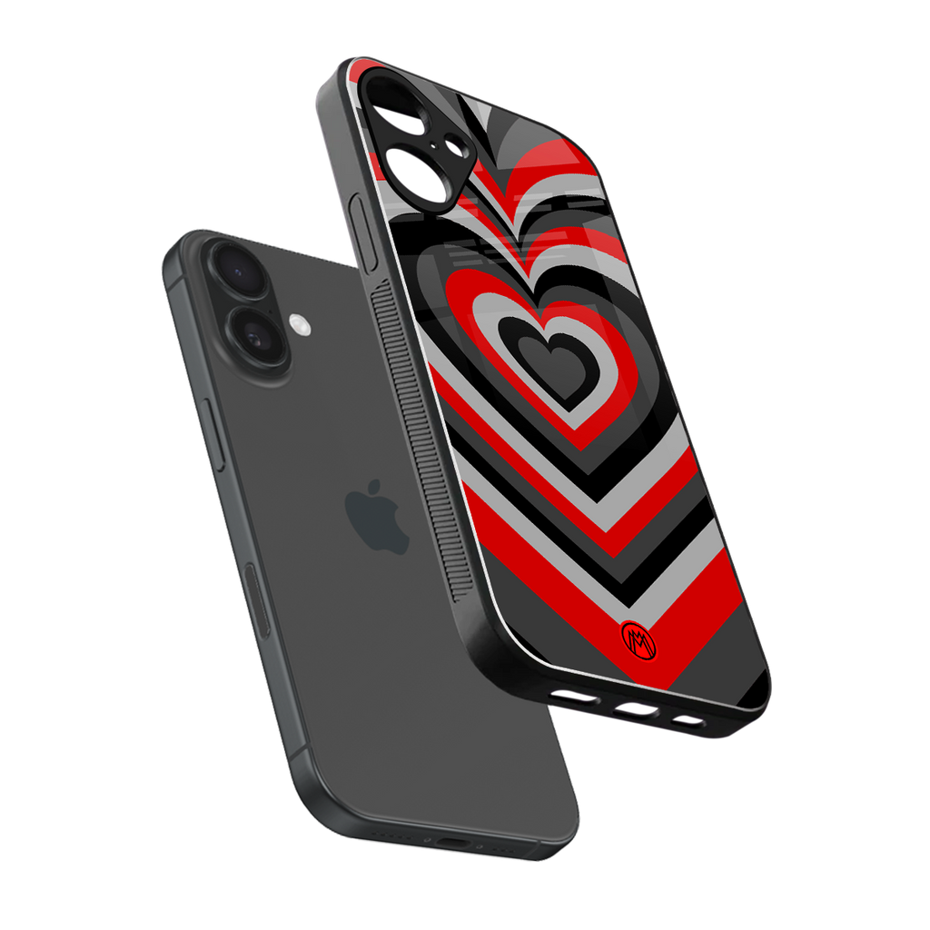 y2k red hearts lucifer edition back phone cover | glass case for iphone 16 plus