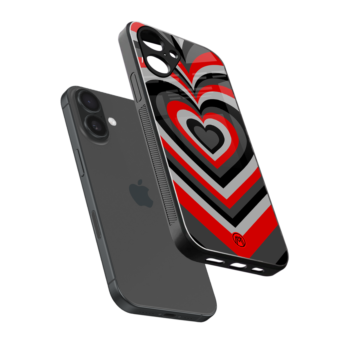 y2k red hearts lucifer edition back phone cover | glass case for iphone 16