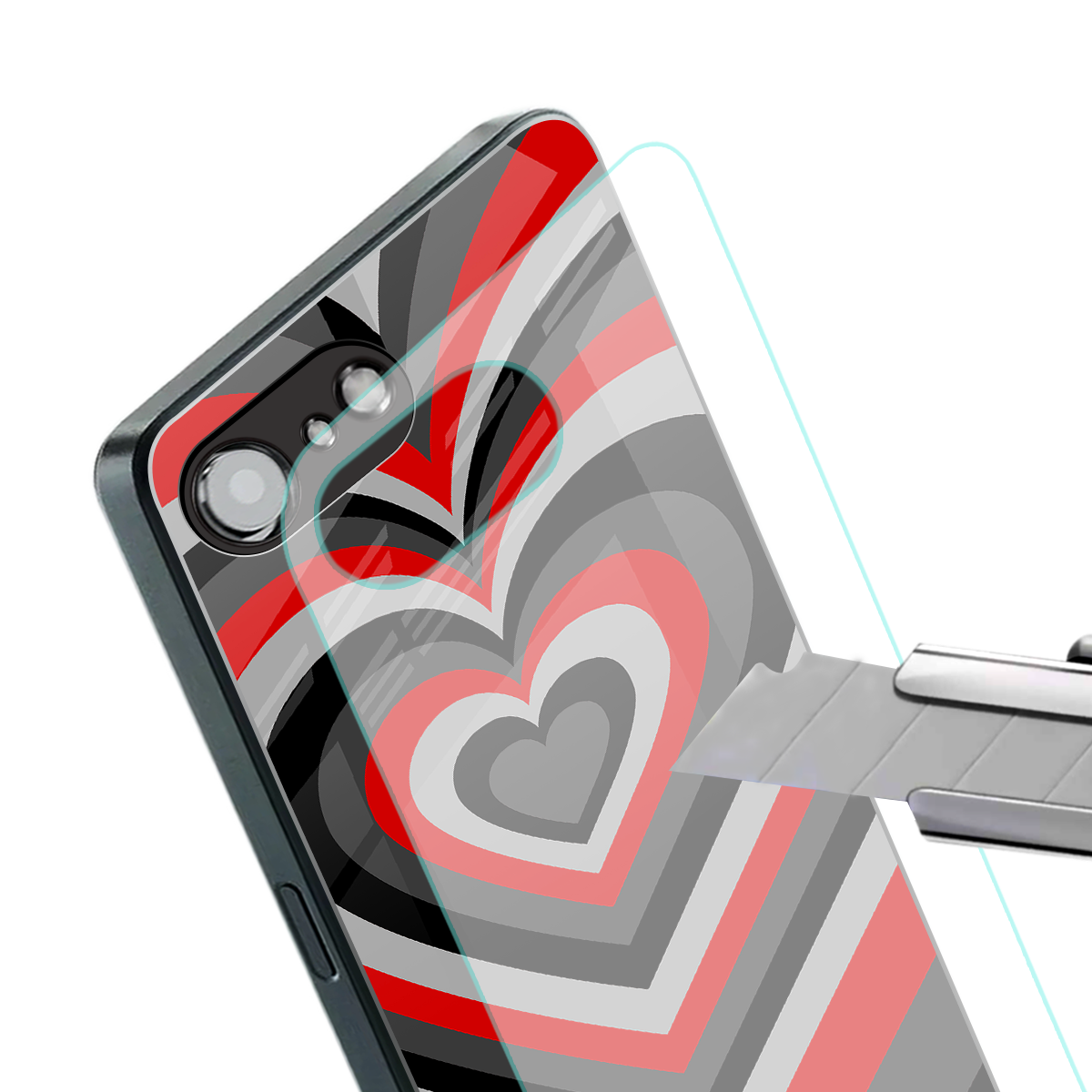 y2k red hearts lucifer edition back phone cover | glass case for iphone 16e