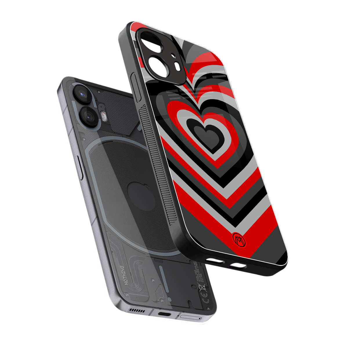y2k red hearts lucifer edition back phone cover | glass case for nothing phone 2