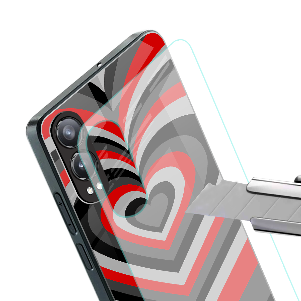 y2k red hearts lucifer edition back phone cover | glass case for oneplus nord ce 4 lite