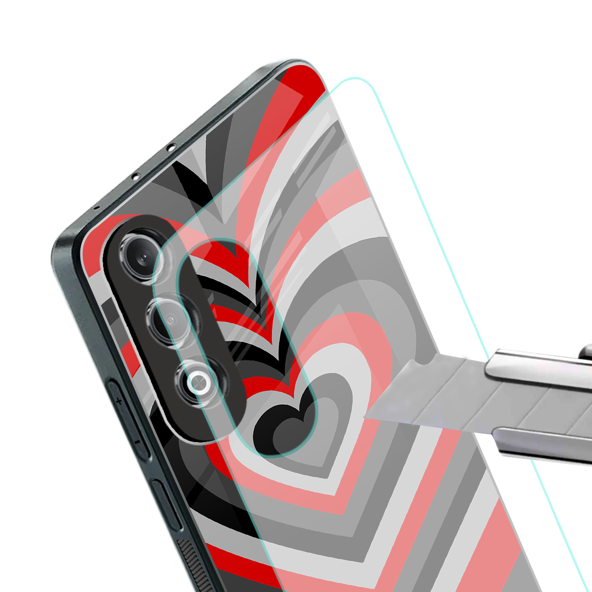 y2k red hearts lucifer edition back phone cover | glass case for oneplus nord ce 4