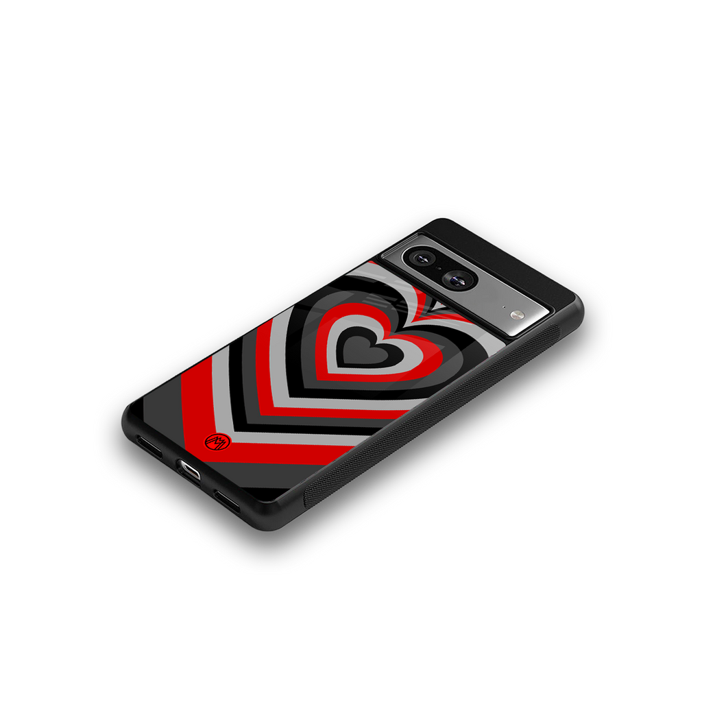 y2k red hearts lucifer edition back phone cover | glass case for Google Pixel 8